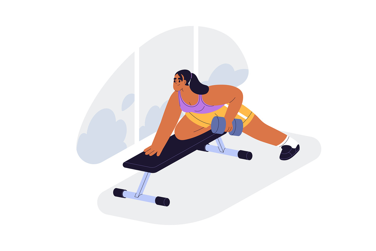 People do sport exercises in gym set, a Sport Illustration by Good Studio (Photo 7 of 15)