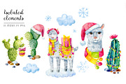 Snow Llama. 11 items & 1 pattern, an Animal Illustration by Art by Lady Natali (Thumbnail 2 of 3)