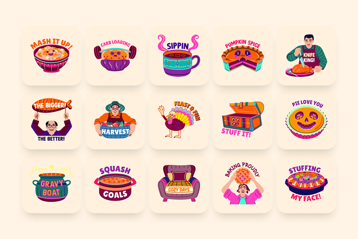Thanksgiving Stickers Set, an Emoji Icon by Brickclay (Photo 6 of 8)