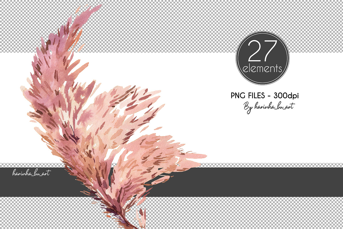 Burgundy Botanical Boho clipart set, an Illustration by KarinkaBU (Photo 9 of 9)