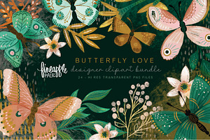 Whimsical Butterfly Clipart DH