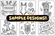 Bold Easy Retro Summer Coloring Page, a Seasonal Illustration by Craftsbeefy (Thumbnail 2 of 4)