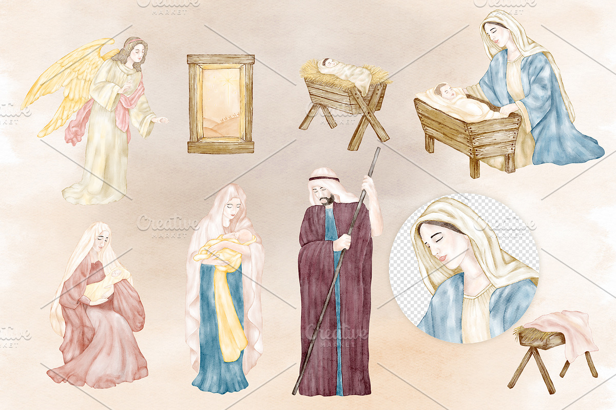 Christmas Holy Night Nativity Scene, an Illustration by PawGraphic (Photo 2 of 10)