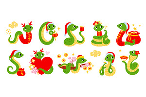New Year snakes. Funny serpents, an Illustration by Vectorbuum