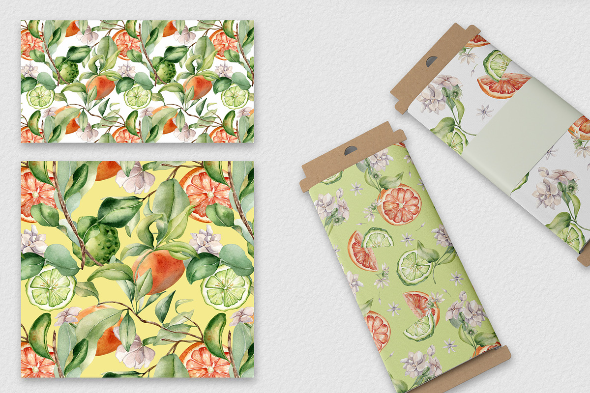 Citrus fruits and flower watercolor, a Decorative Illustration by Kate Lanbina (Photo 18 of 20)
