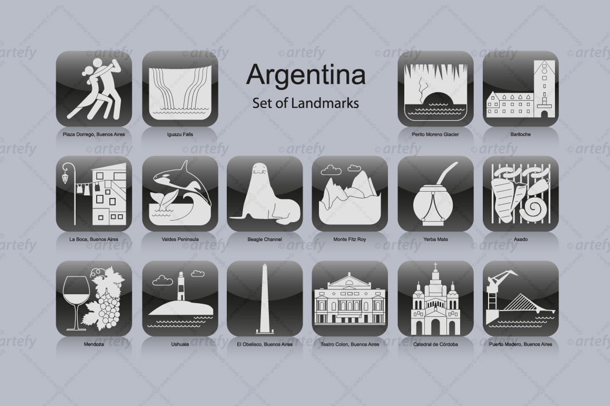 Argentina landmark icons (16x), an Icon by Artefy's Graphic Bar (Photo 1 of 2)