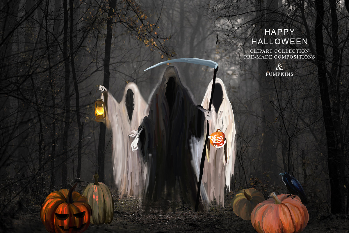 Happy Halloween - holiday clipart, a Seasonal Illustration by Vasmila (Photo 10 of 10)