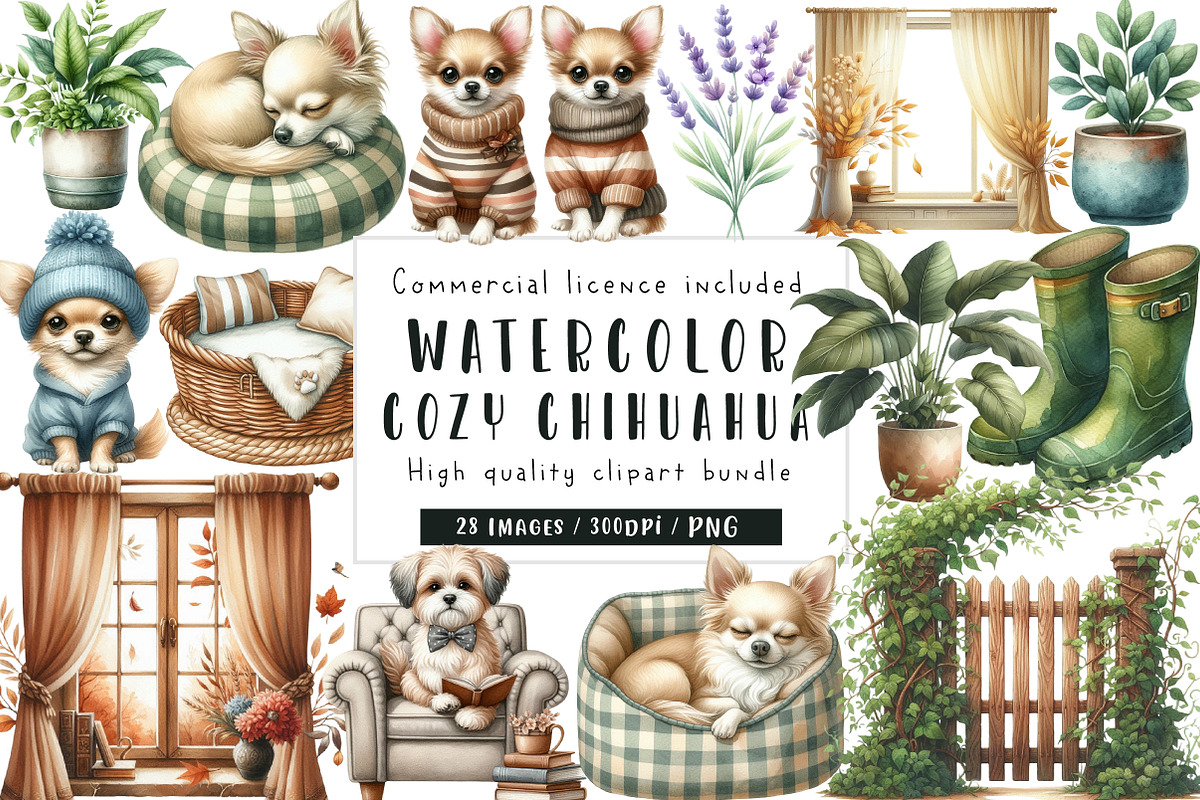 Cozy Chihuahua Clipart, an Illustration by CreationArt (Photo 1 of 6)