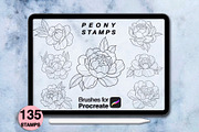 135 procreate peony stamps, a Brush Add-On by Arts For Peace (Thumbnail 2 of 10)