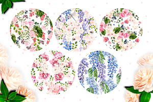 12 Hand Drawn Watercolor Patterns