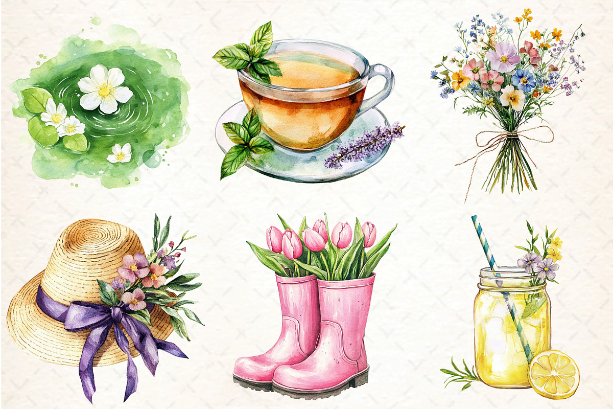 Spring Seasonal Elements Clipart, an Illustration by DreamCafeArt (Photo 3 of 7)