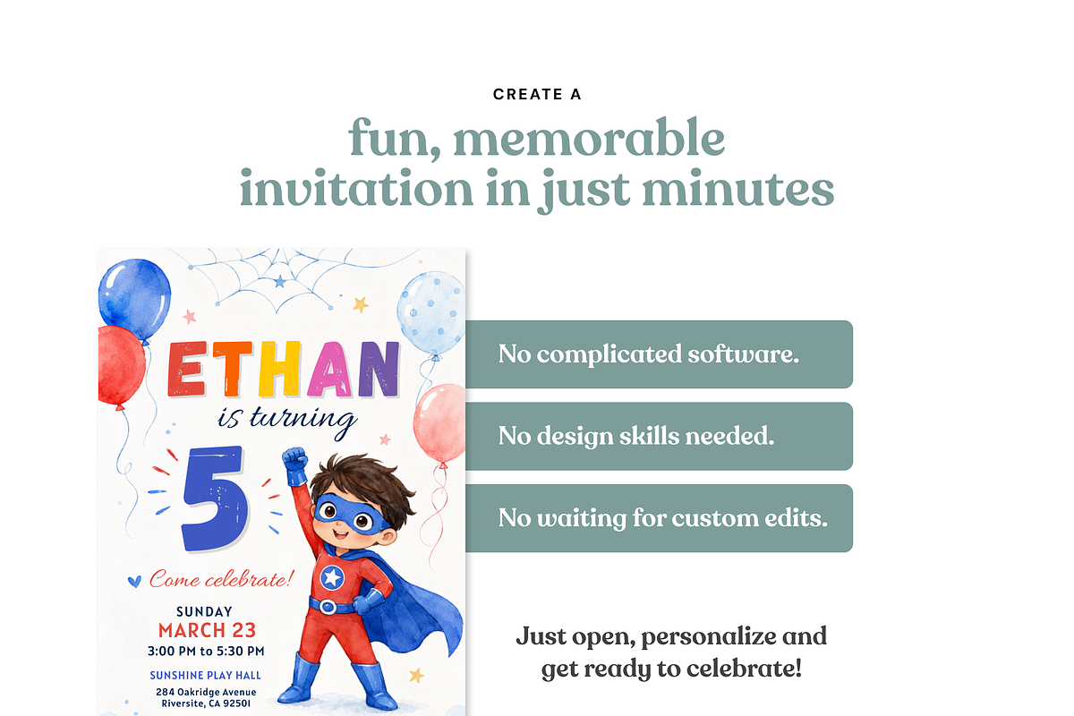 Superhero Birthday Invitation, an Invitation Template by heynomi (Photo 14 of 19)