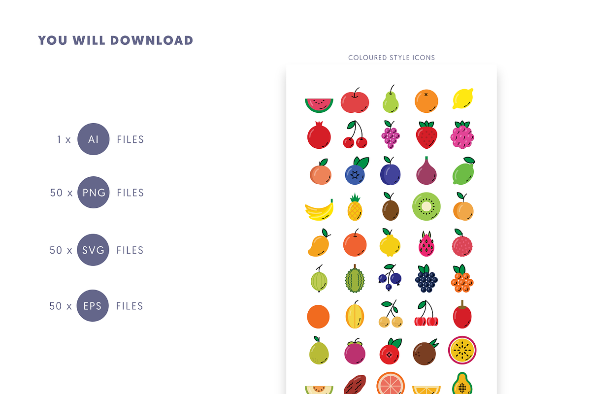 50 Fruit Simple Icons, an Outline Icon by Dighital (Photo 10 of 10)