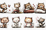 Whimsical Spring Cat Clipart Png, an Illustration by Watercolor design (Thumbnail 2 of 6)