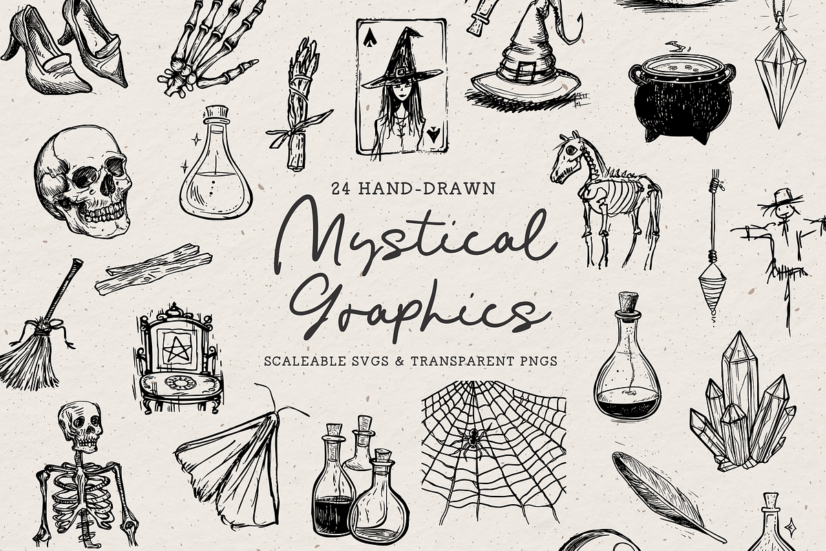 Mystical Clipart, Witchy Doodles, a Seasonal Illustration by The October Creative (Photo 1 of 5)