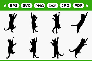 Climbing Cat Silhouettes Vector Set, an Object Graphic by Artonix