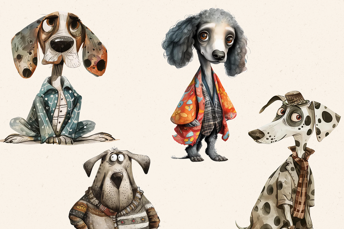 QUIRKY DOG FRIENDS CLIPART PACK, an Animal Illustration by Daring Digies (Photo 3 of 7)