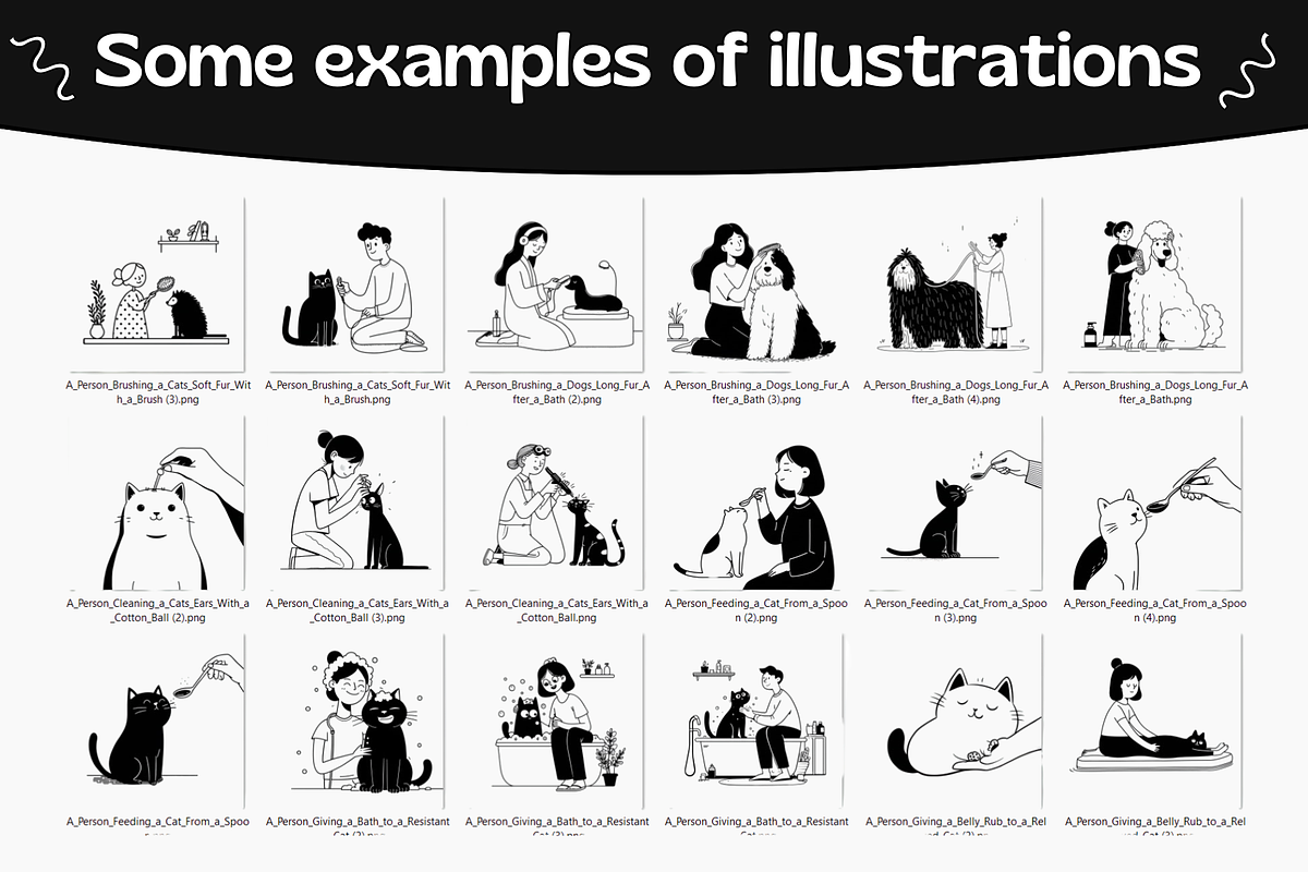 Notion style Cat & Dog Illustrations, an Animal Illustration by DaisyStudio (Photo 9 of 10)