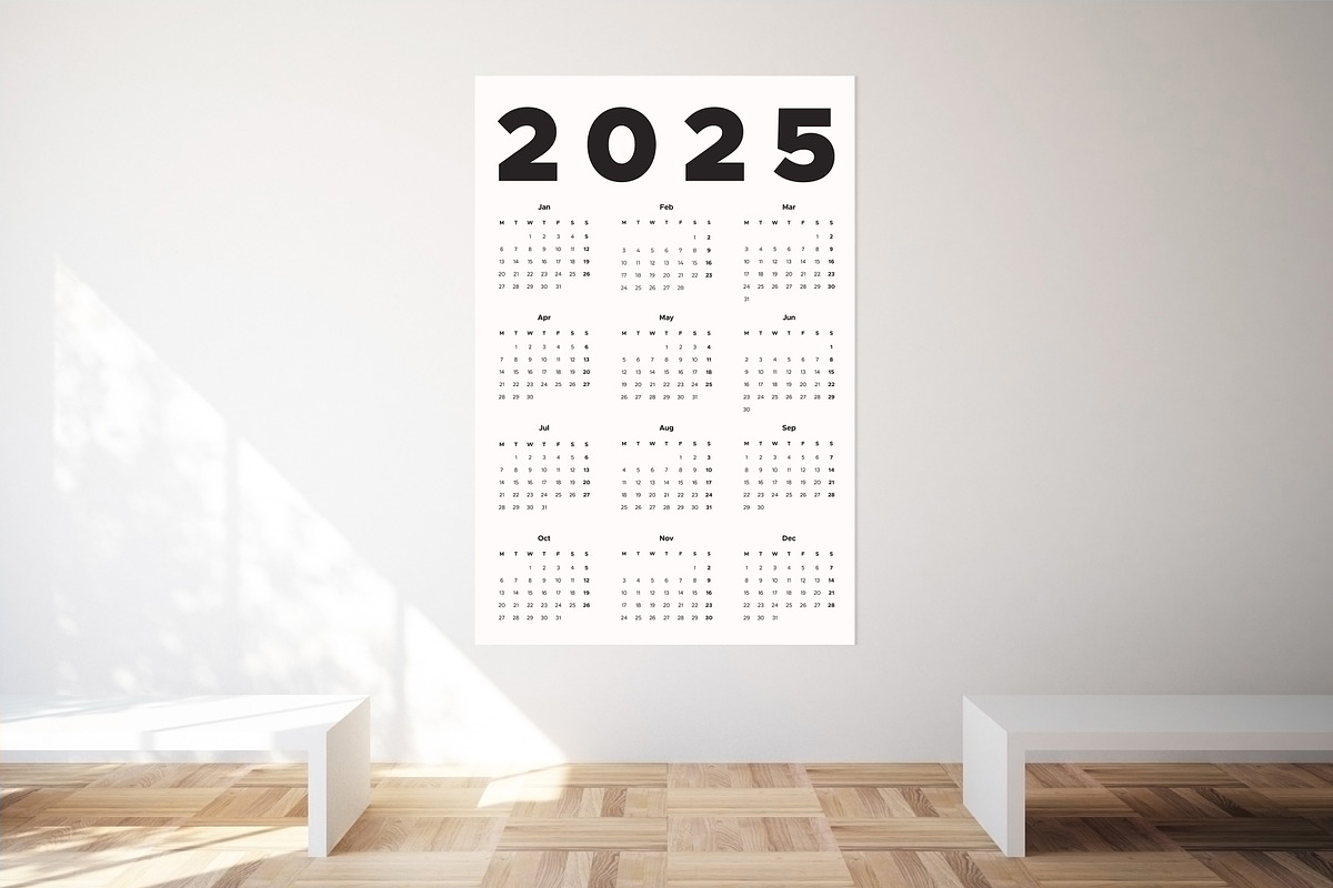 Minimalist Wall Calendar for 2025, a Templates & Theme by MMS Design Studio (Photo 2 of 5)