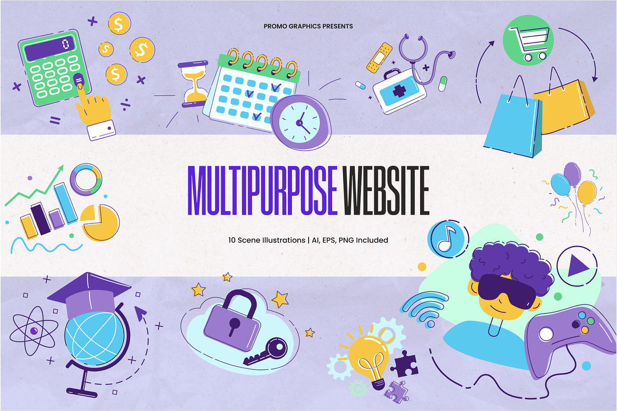 Multipurpose Website Illustration Ki, an Object Graphic by Promo Graphics (Photo 1 of 3)