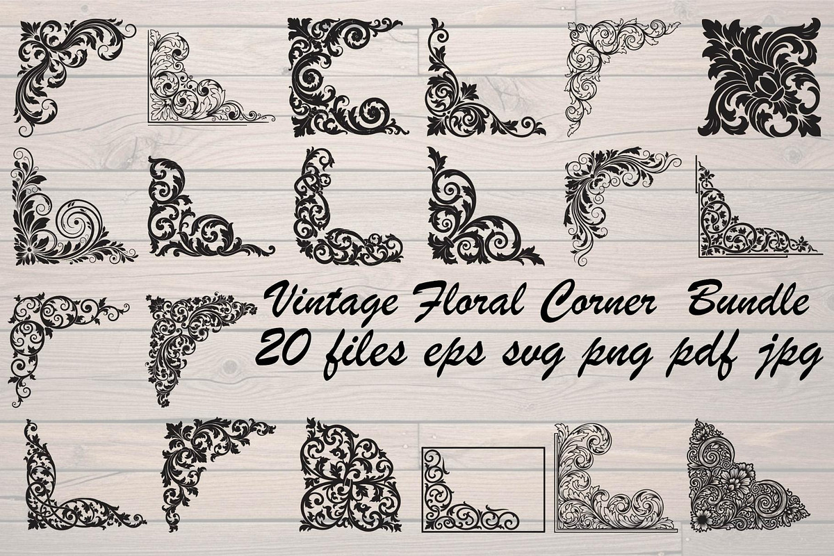 Vintage Floral Corner Bundle, a Graphic by Designer_Momina (Photo 1 of 18)