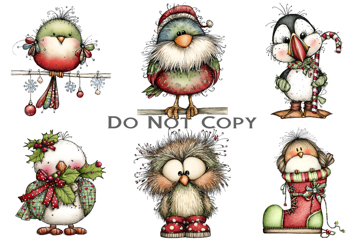 Whimsical Fluffy Christmas Birds, an Illustration by Craft Nest (Photo 6 of 9)