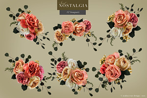 Nostalgia Rose Floral Clip Art