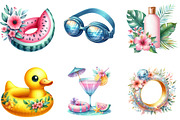 Summer Pool Day Clipart, a Seasonal Illustration by DreamArtGraphic (Thumbnail 4 of 4)