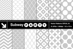 Vector Retro Geometric Gray Patterns