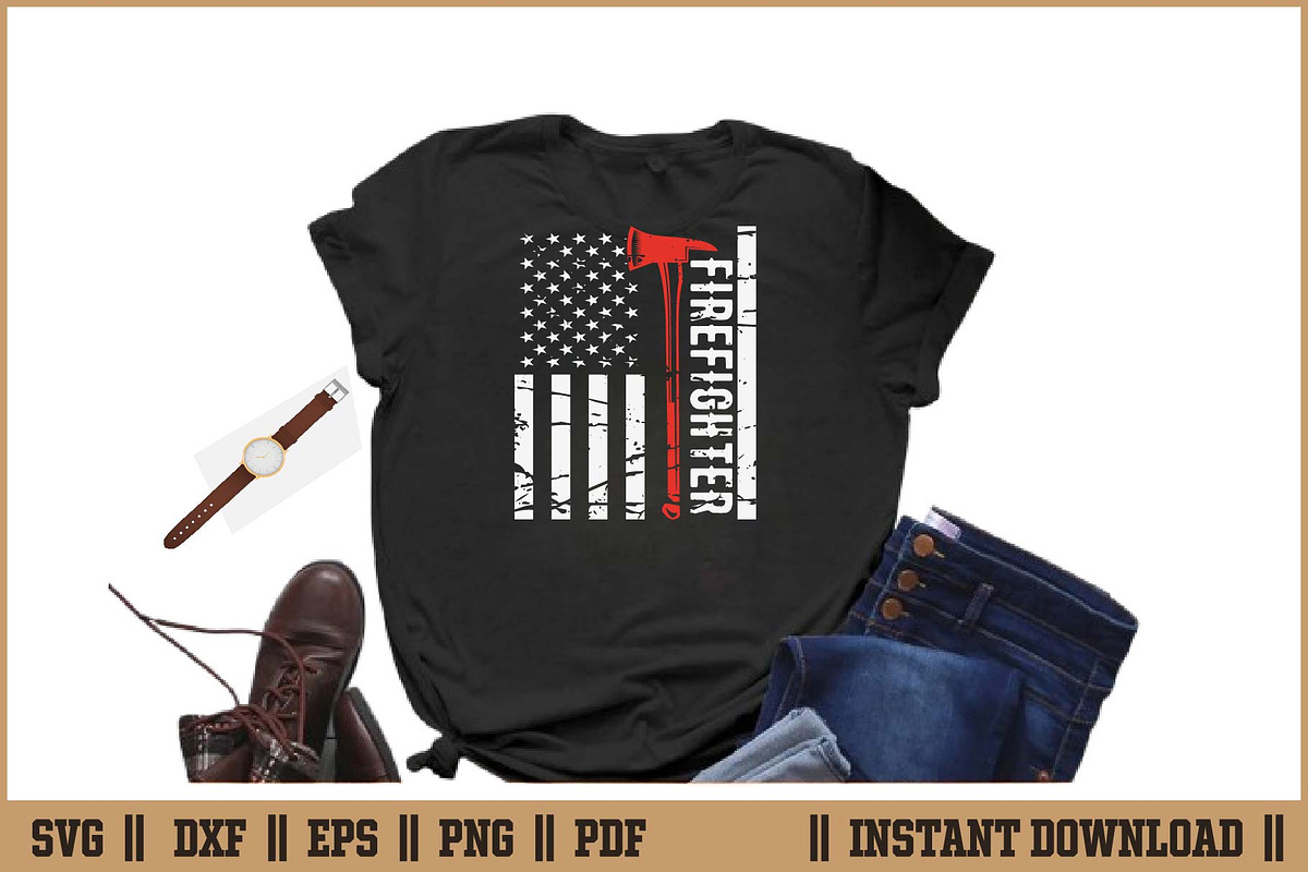 Patriotic American Firefighter SVG, an Illustration by Handy Arts Studio (Photo 2 of 3)