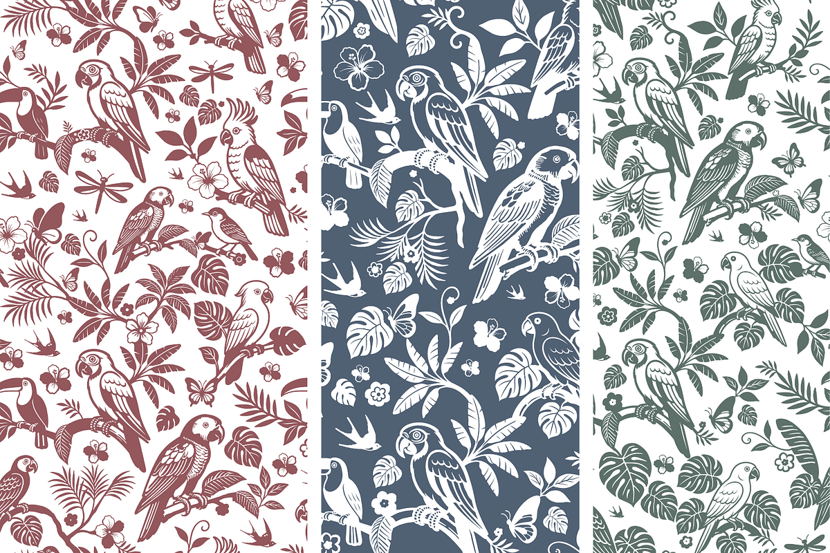 Tropical Parrot Toile de Jouy Print, a Background Graphic by Hughes Studio (Photo 8 of 8)