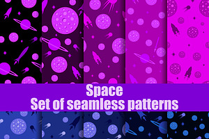 Space Seamless Pattern Set