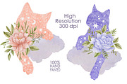 Watercolor Flowers & Cats collection, an Animal Illustration by Kira Konoshenko (Thumbnail 6 of 20)
