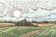 Rural landscape with Farm, an Illustration by Countryside life (Thumbnail 3 of 9)