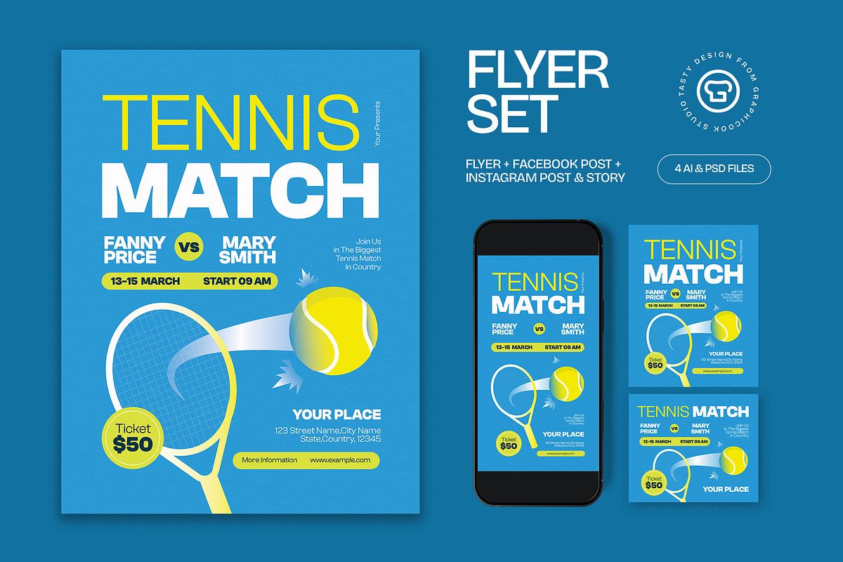 Tennis Match Flyer, a Flyer Template by graphicook (Photo 2 of 6)