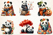 Watercolor Autumn Panda Clipart, an Illustration by Rose Art (Thumbnail 3 of 5)