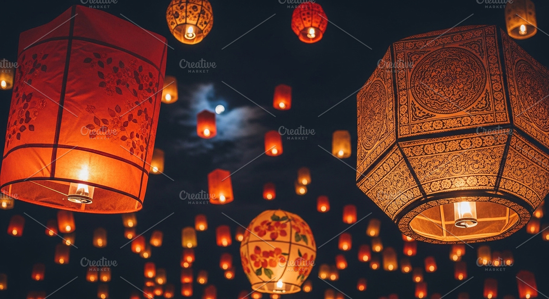 Group of lanterns floating in air, a Nature Photo by zahidhossainalif
