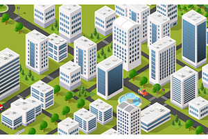 metropolis city quarter with, an Illustration by AlexZeL