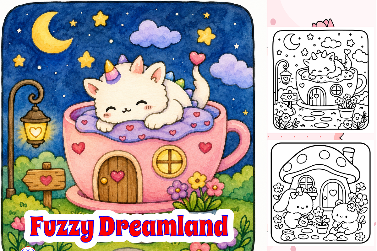 Fuzzy Dreamland Cute & Comfy Color, an Animal Illustration by Design Zone (Photo 1 of 4)