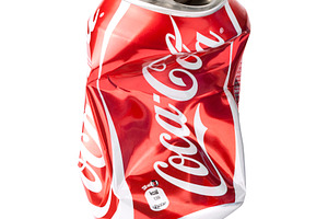 Crushed Coca Cola can isolated, a Food & Drink Photo by BOOCYS