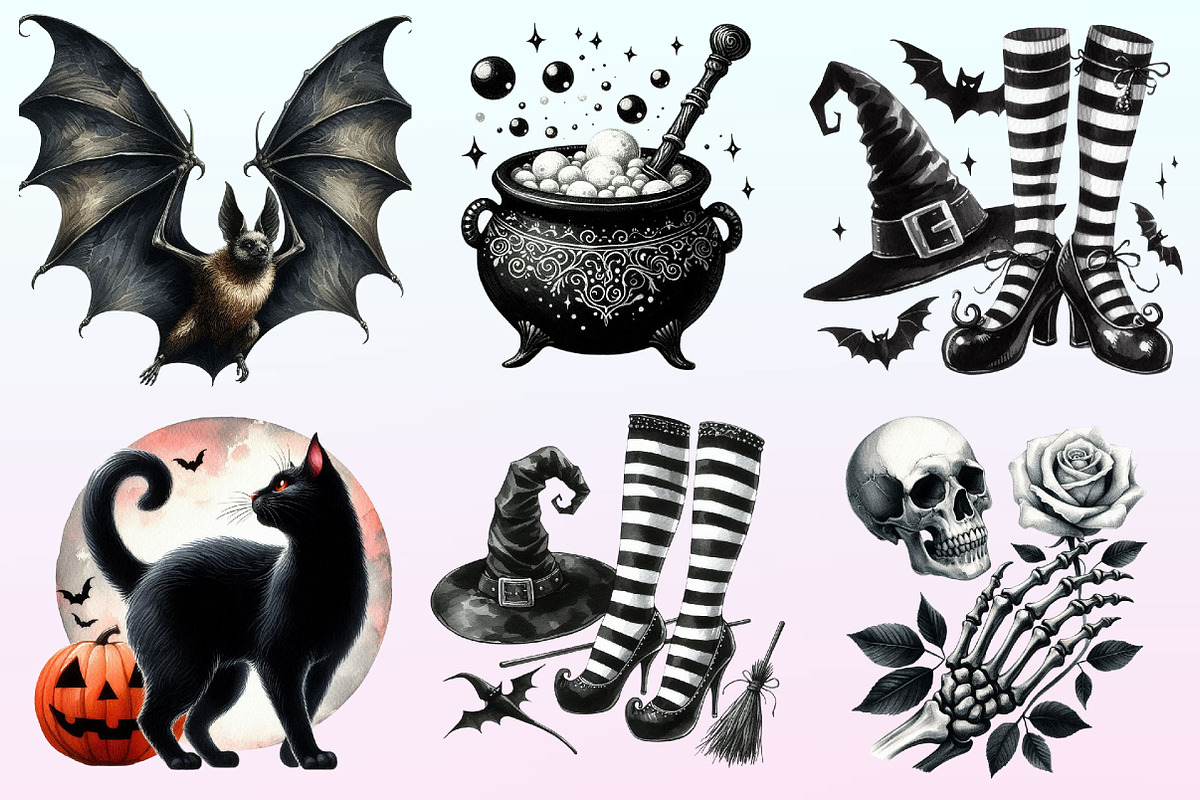 Black White Halloween Clipart, a Graphic by CitraGraphics (Photo 2 of 4)