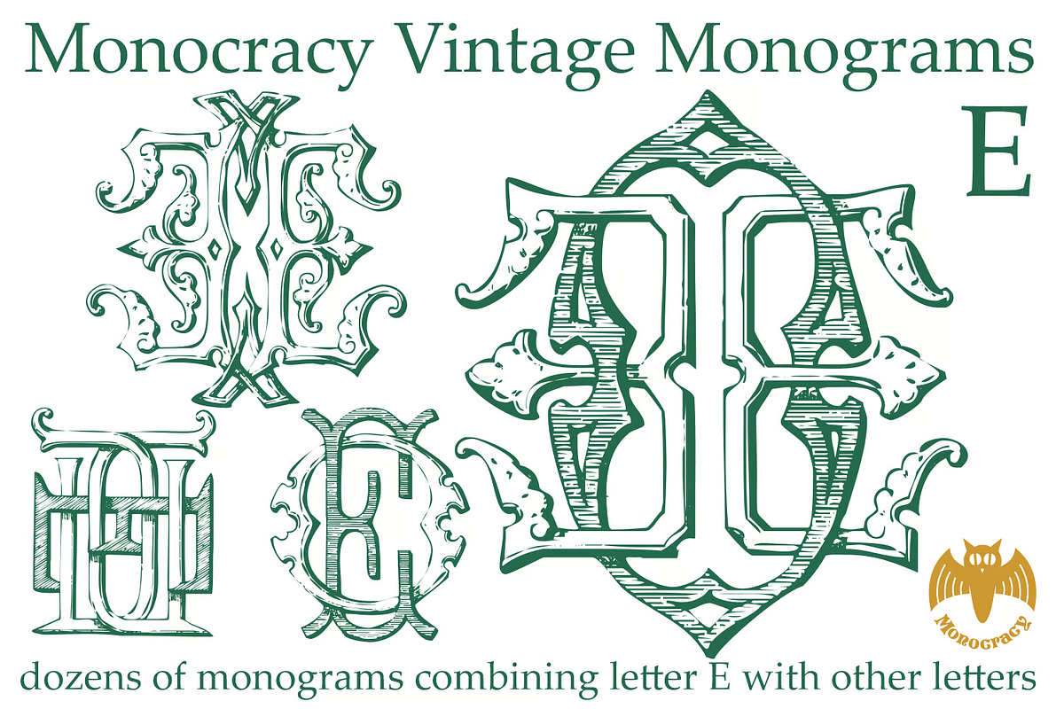 Vintage Monograms E, a Blackletter Font by Intellecta Design (Photo 2 of 4)