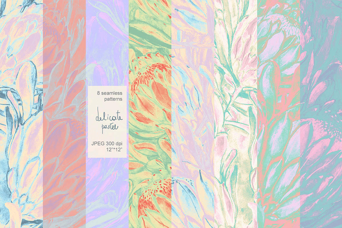 Pastel floral seamless set, a Pattern Graphic by PatternsBlooming (Photo 1 of 6)
