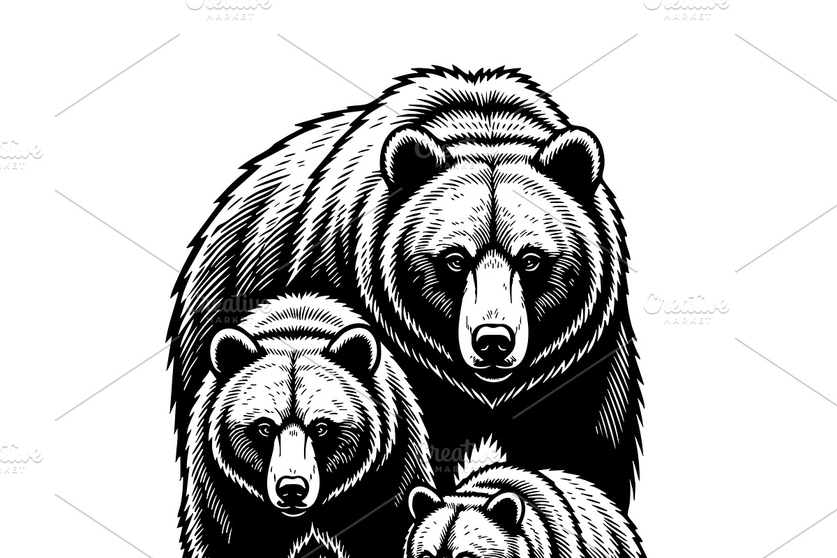 Vector of a bear family standing., an Animal Illustration by yod67