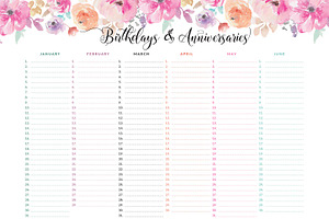 Printable Birthdays & Anniversaries