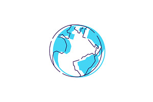 Earth planet logo outline vector