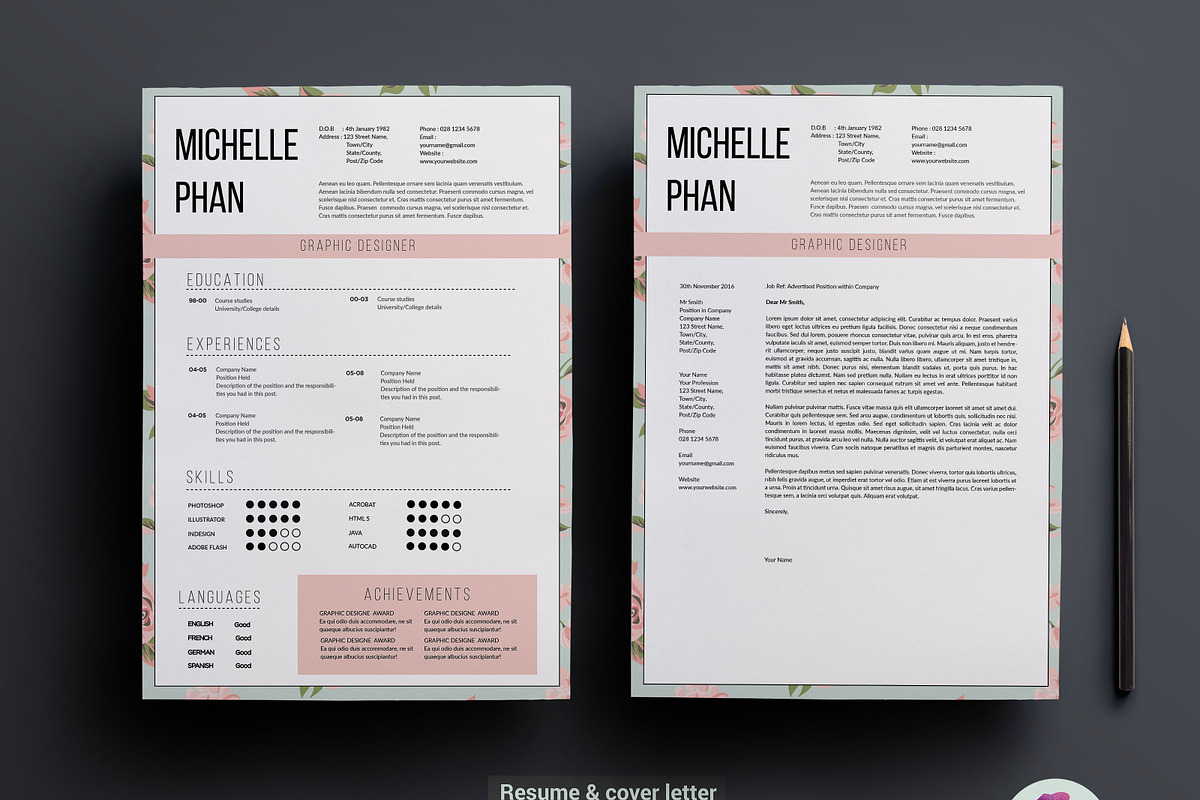 Elegant 1 page CV template, a Resume Template by Chic templates (Photo 2 of 4)