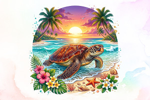 Sea Turtle Png, Summer Png, Beach, a Seasonal Illustration by Sublimation Artist
