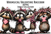 Whimsical Valentine Raccoon Clipart, an Illustration by Dream Creation (Thumbnail 1 of 7)