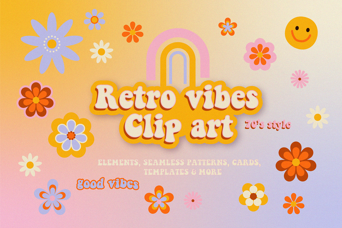 BUNDLE Retro groovy 70s - 5 in 1, an Object Graphic by lokko studio